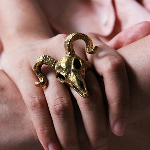 Goat Skull Ring - Cool Statement Ring - Handmade Jewelry