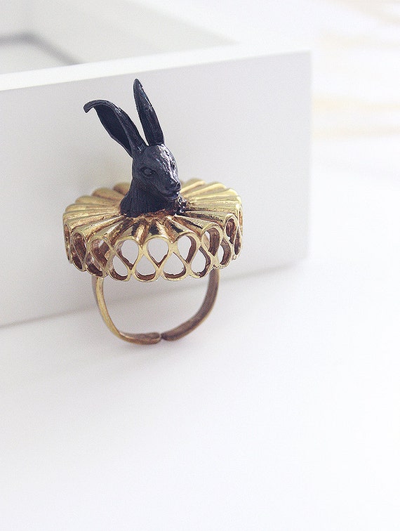 Lord Rabbit in Black Finished With Golden Collar / Cute - Etsy