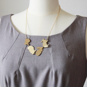 Rabbit Running Illustration Necklace