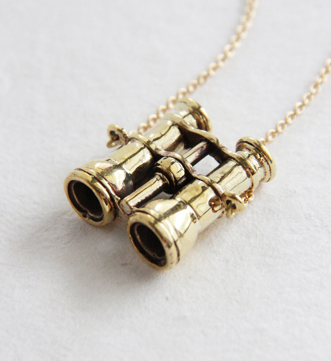 Golden Binoculars Pendant / Necklace / Fashion Hipster Girl Woman