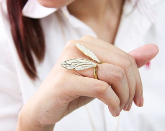 Anillo de alas de libélula blanca / Accesorios de moda ajustables para mujer