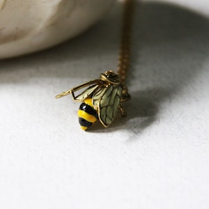 Bee Necklace - Handmade jewelry - Hand-painting Version - Cute and Unique Charm Necklace