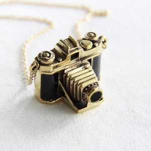 Antique Folding Style Camera Pendant - Vintage Necklace / brass / silver plated / gold plated / 925 sterling silver