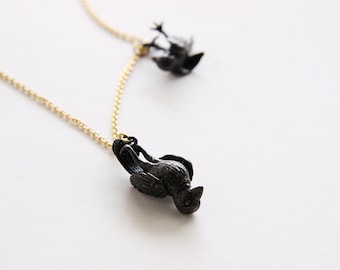 Colgante/collar/joyería con doble cuervo negro y muerte