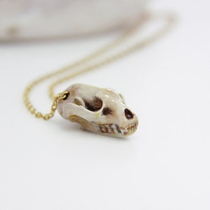 Badger Head Skull Pendant / Hand-Painted Color Enamel / Wolf Skull Pendant