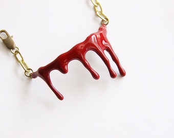 Pulsera de Sangre Sangrante / Joyería de Esmalte Rojo / Puño Ajustable Punk Rock / Accesorios Únicos de Moda para Mujer y Niña