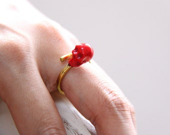 Anillo de calavera a juego / Joyería punk rock / Latón / Bañado en plata / Bañado en oro / Plata de ley 925 / Anillo ajustable