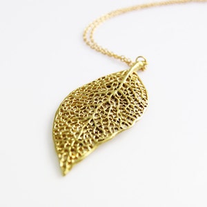 Golden Nature Leaf Charm / Woman Jewelry Necklace / Vintage Style Brass Pendant Accessories