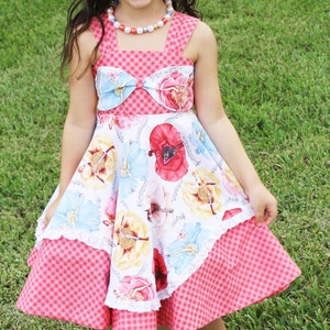 Belle&#39;s Bow Dress PDF Pattern 0-3 mo. - size 8, includes 18&quot; doll version