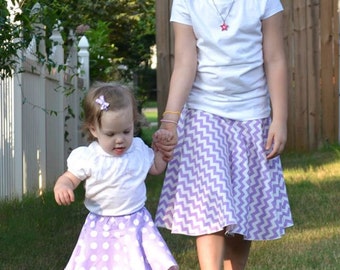 Skylar's Skirt PDF Sewing Pattern sizes 0-3 mo. through 8 plus 18" doll version