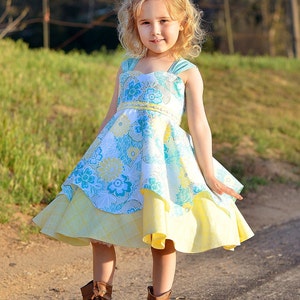 Arianna&#39;s Dress PDF Pattern sizes 0-3 mo. through 8, plus 18&quot; doll pattern