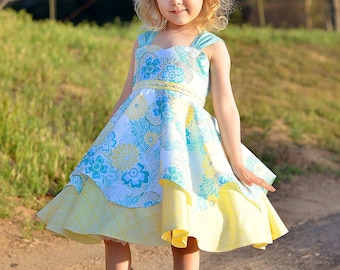 Arianna's Dress PDF Pattern sizes 0-3 mo. through 8, plus 18" doll pattern