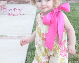 Paige's Pillowcase Romper PDF Sewing Pattern 0-3 mo through size 8 with bonus 18" doll pattern