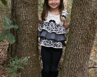 Kaitlyn's Flouncy Top PDF Sewing Pattern 0-3 mo through size 12 with bonus 18" doll pattern