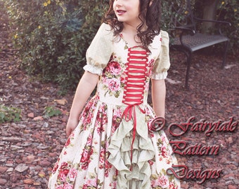Genevieve's Ruffled Corset Dress PDF Pattern 0-3 months through size 5T plus 18" doll