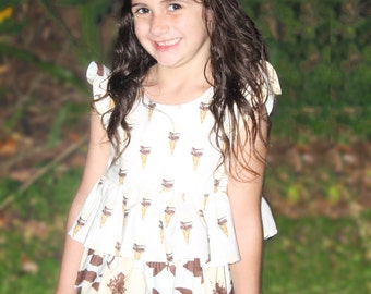 Kaitlyn's Flouncy Top PDF Sewing Pattern 0-3 mo through size 12 with bonus 18" doll pattern