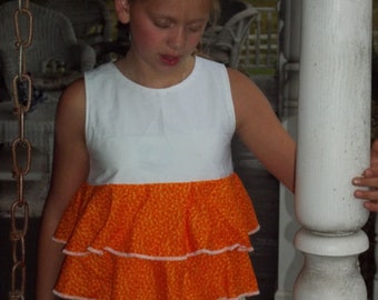 Kaitlyn's Flouncy Top PDF Sewing Pattern 0-3 mo through size 12 with bonus 18" doll pattern