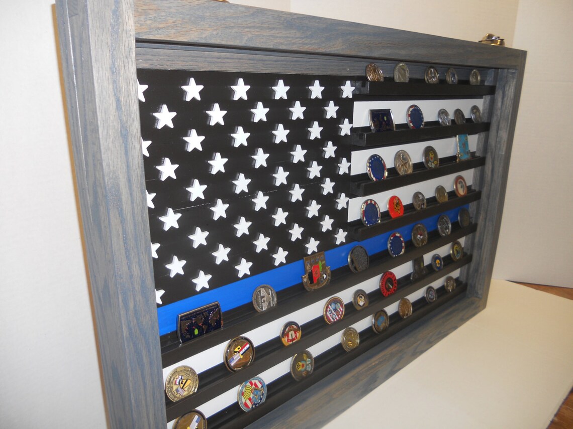 Thin Blue Line Coin Case Challenge Coin Display Police Coin Etsy