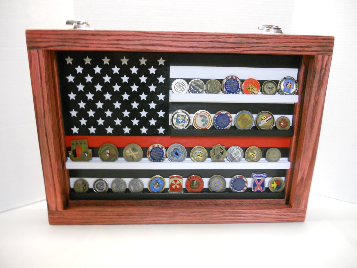 Thin Red Line Coin Case challenge coin display Fire fighter Etsy