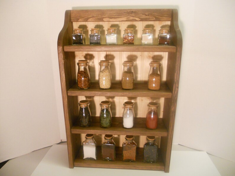 Knick knack Shelf Rustic Finish Large Wooden Spice Rack Curio Shelf