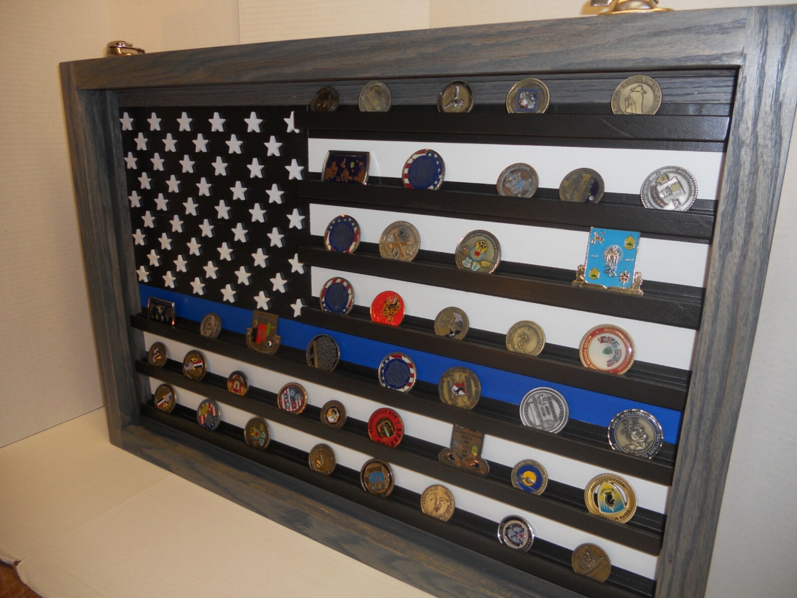 Thin Blue Line Coin Case Challenge Coin Display Police Coin Etsy