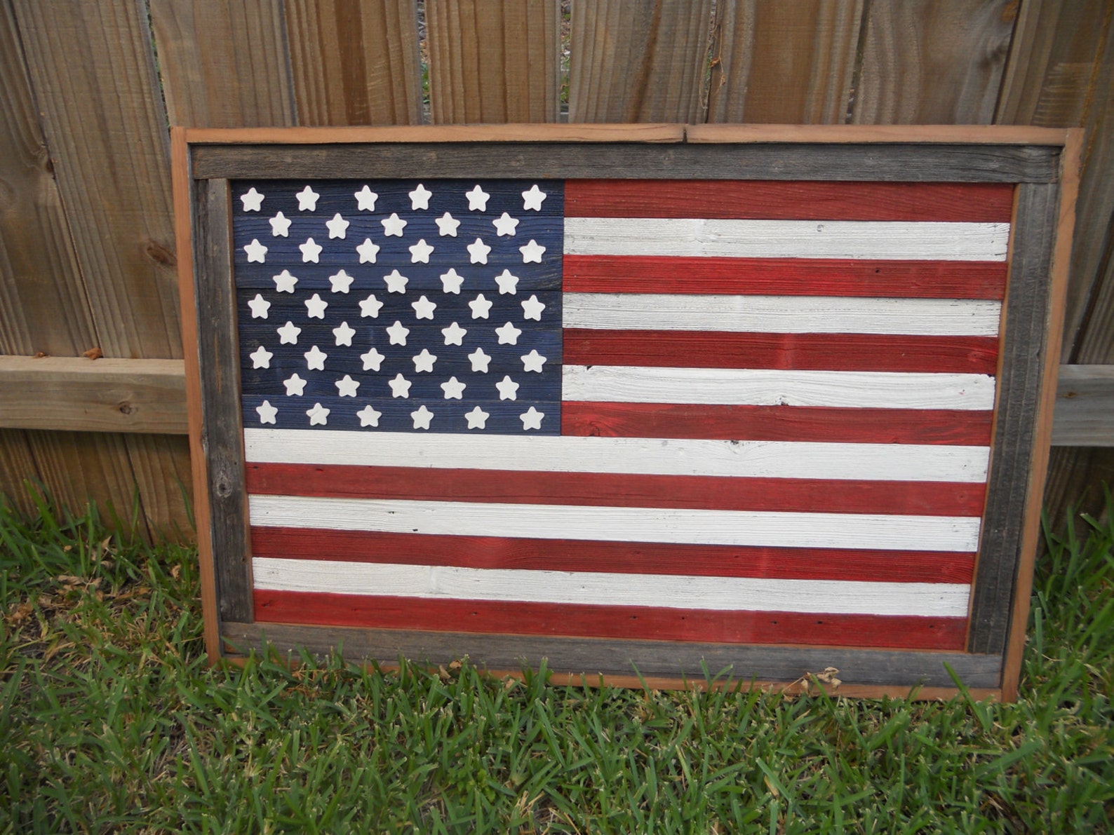 Large Rustic Wood American Flag Distressed Reclaimed Wood Etsy