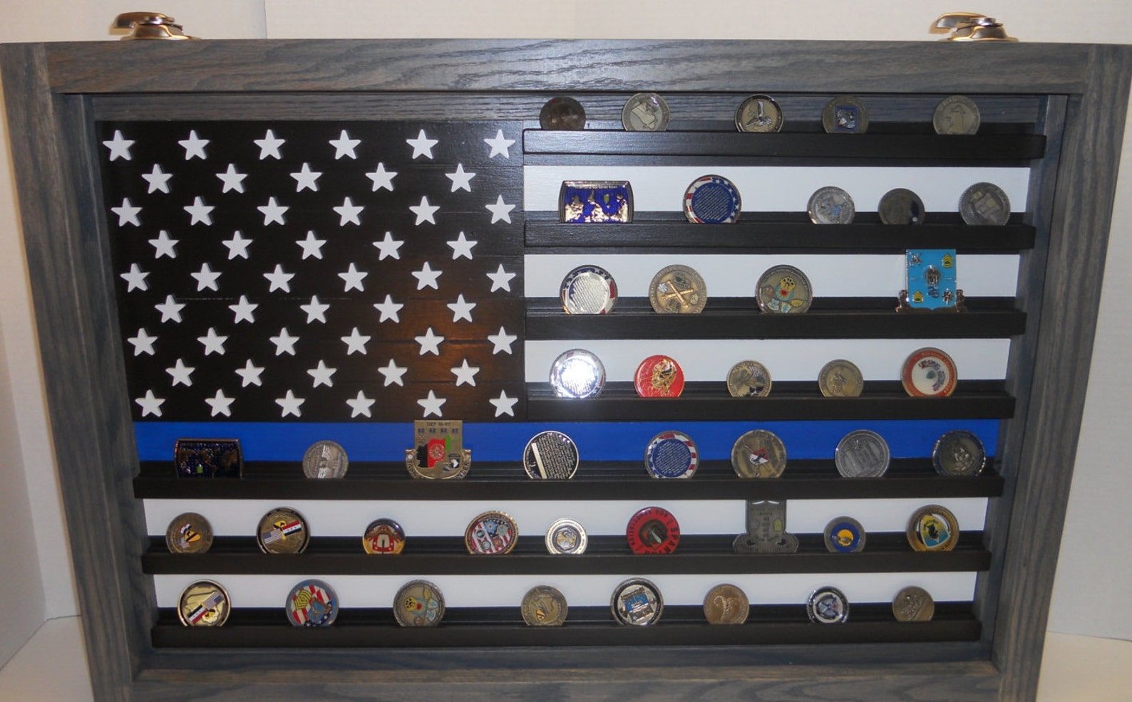Thin Blue Line Coin Case Challenge Coin Display Police Coin Etsy