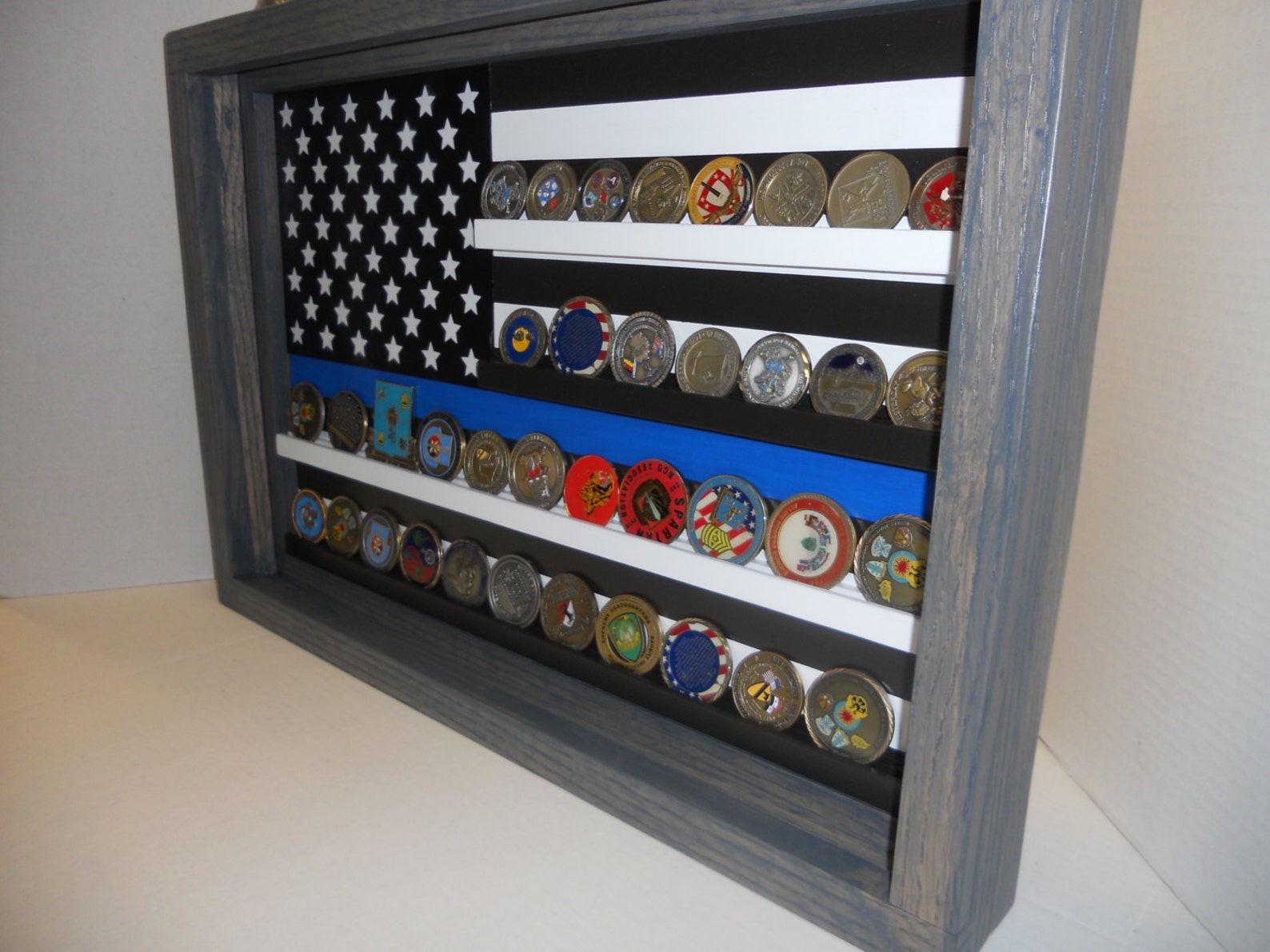 Thin Blue Line Coin Case challenge coin display Police coin Etsy