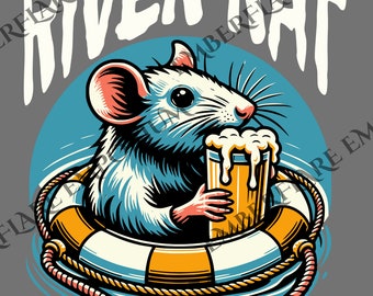 River Rat PNG File - Life is Better on the River, Sublimination PNG, beach bum, summer shirt png, summer vibes, retro design png, trendy
