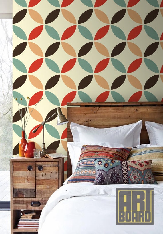 Items similar to Retro Circles Pattern self adhesive DIY wallpaper