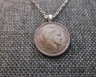 France Coin Necklace -France Coin Pendant - Coin -  Coin Necklace