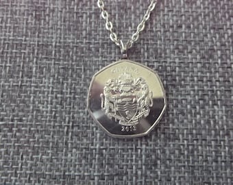 Guyana Coin Necklace - Guyana 2013 Coin Pendant