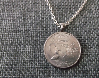 Louisiana United States Quarter Coin Necklace -Louisiana State Quarter Pendant