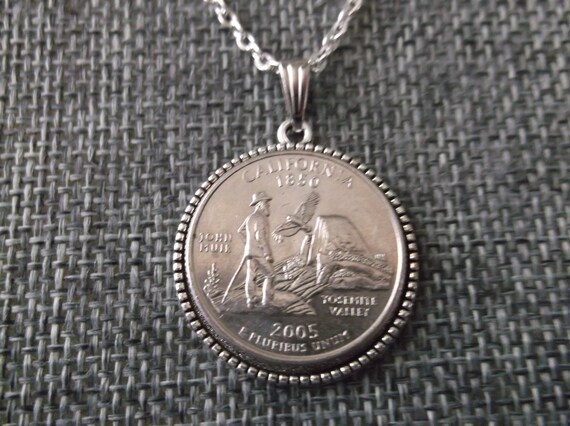California United States Quarter Coin Necklace california State