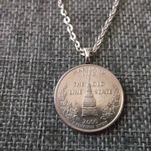 Maryland United States Quarter Coin Necklace -Maryland State Quarter Pendant