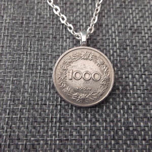 Austria Coin Necklace - Austria 1000 Coin Pendant - 1924 Austria Coin Necklace