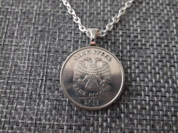 Russia Silver Bahk Poccnn Coin Necklace Bird Coin Pendant Etsy