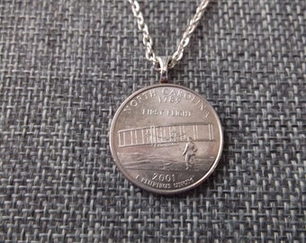 North Carolina United States Quarter Coin Necklace  North Carolina State Quarter Pendant