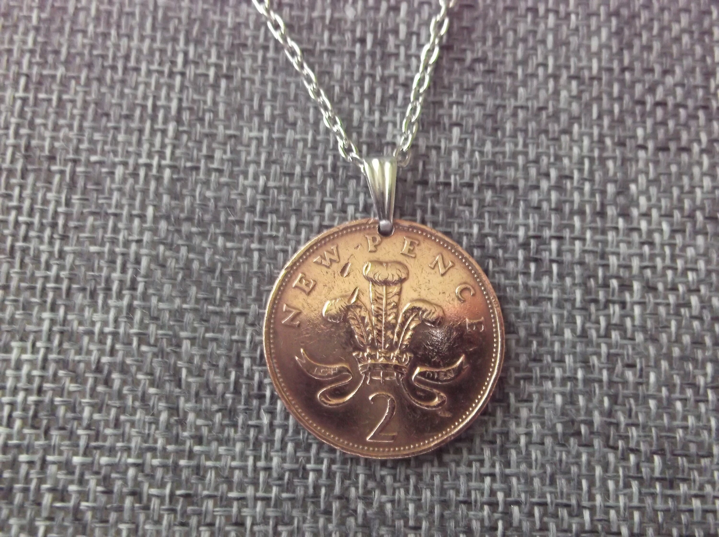 British New Pence Copper Coin Necklace