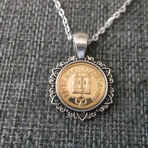 Portugal Necklace in Pendant Tray - Portugal 1999 Coin Necklace - Portugal Coin Pendant