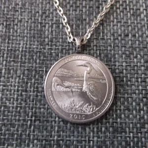 Bombay Hook Delaware United States Quarter Coin Necklace -Bombay Hook Delaware Quarter Pendant