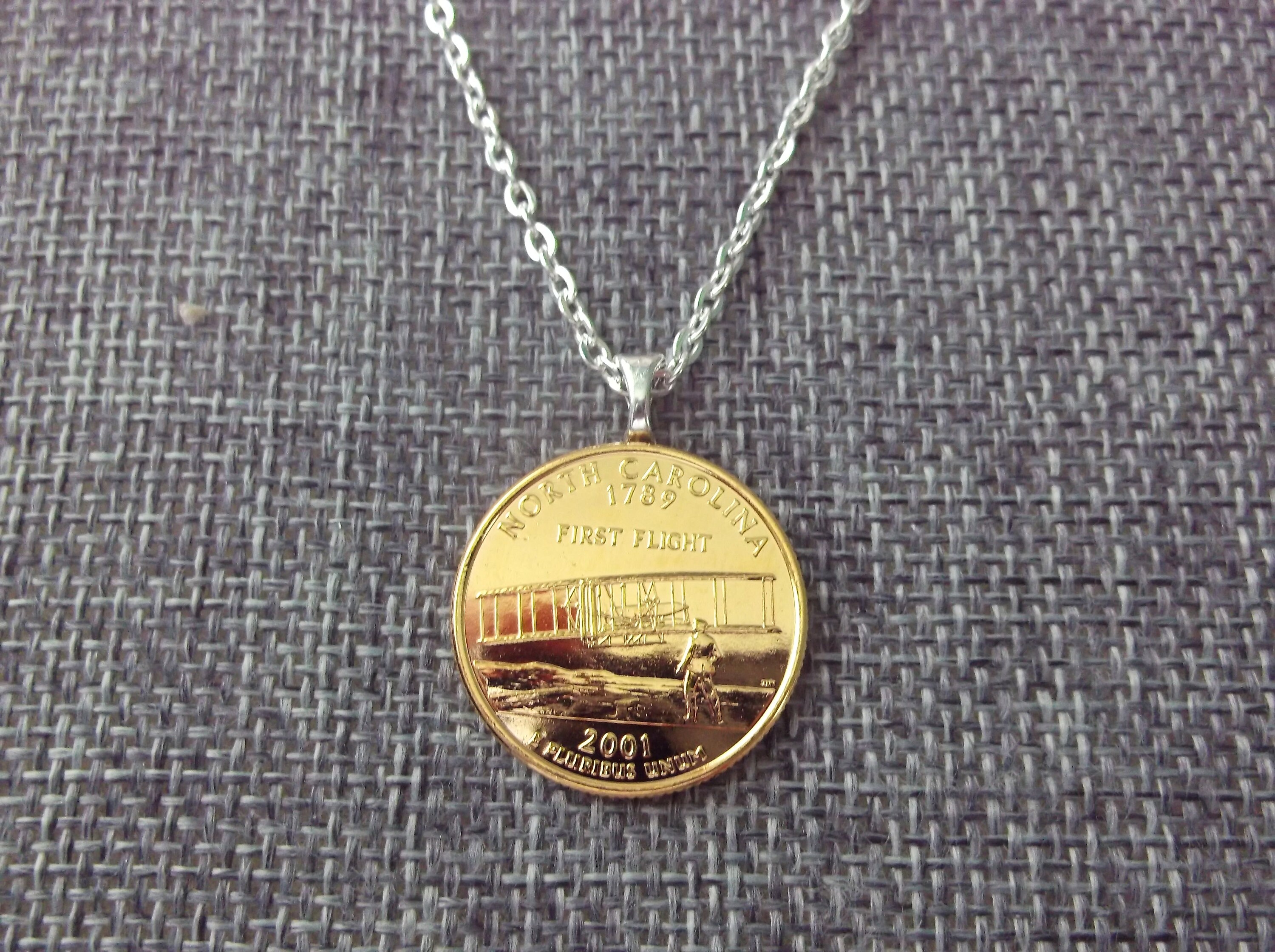 North Carolina United States Gold Colored Quarter Coin Etsy