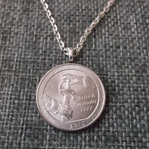 New York Saratoga United States Quarter Coin Necklace - New York US Quarter Pendant