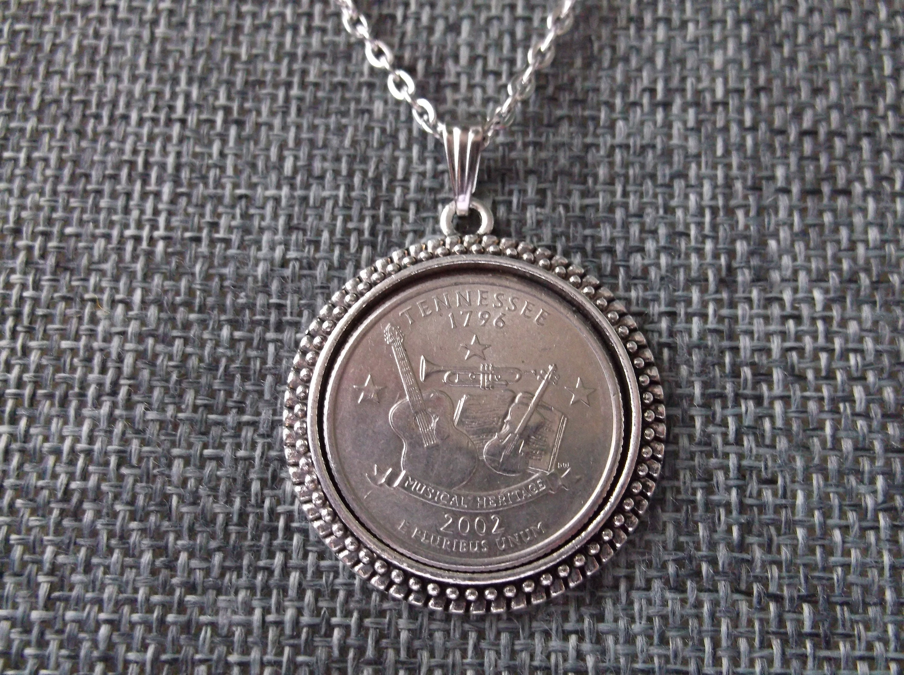 Tennessee States Quarter Coin Necklace Tennessee State - Etsy 日本
