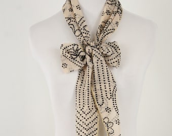 Vintage Dotted Flocked Sheer Tapered Oblong Scarf by Lucee USA