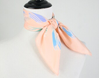 Vintage 1970s Scarf Square Swipes of Color Small Square Scarf