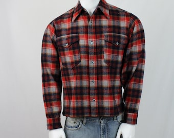 Vintage 1970s Shirt Pendleton Wool Machine Washable Plaid Shirt Medium