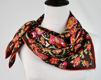 Vintage 1970s Scarf Vera Silk Square Scarf
