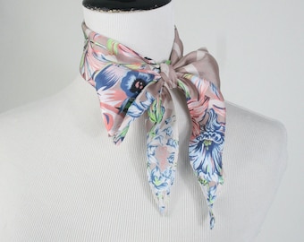 Vintage Scarf Silk Triangle Shaped Floral Scarf Neckerchief