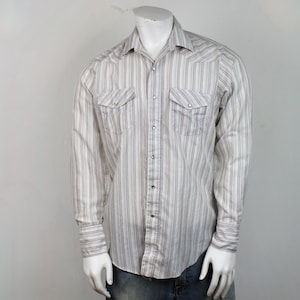 Vintage Western Shirt Striped Pearl Snap Shirt Medium